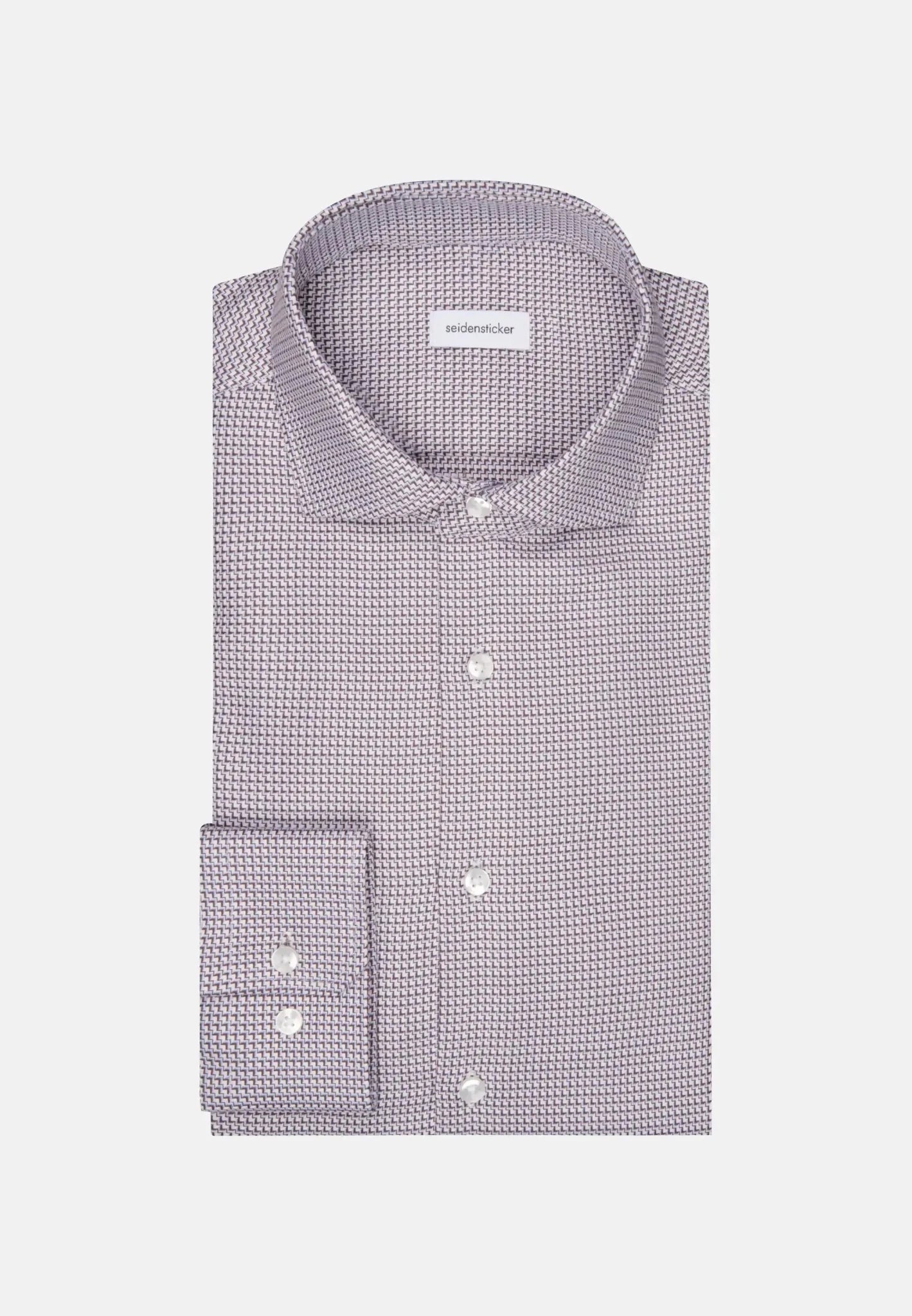 Seidensticker Slim Fit No Iron Spread Kent Structured Pattern Business Shirt Brown - 01.644947-27-37 - seidensticker.co.uk