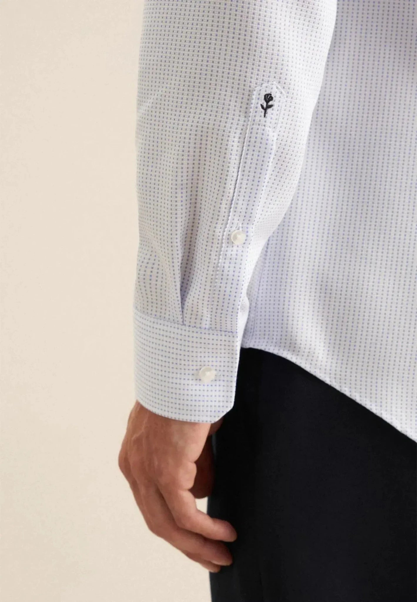 Seidensticker Slim Fit No Iron Spread Kent Structured Pattern Business Shirt Light Blue - 01.646107-13-37 - seidensticker.co.uk