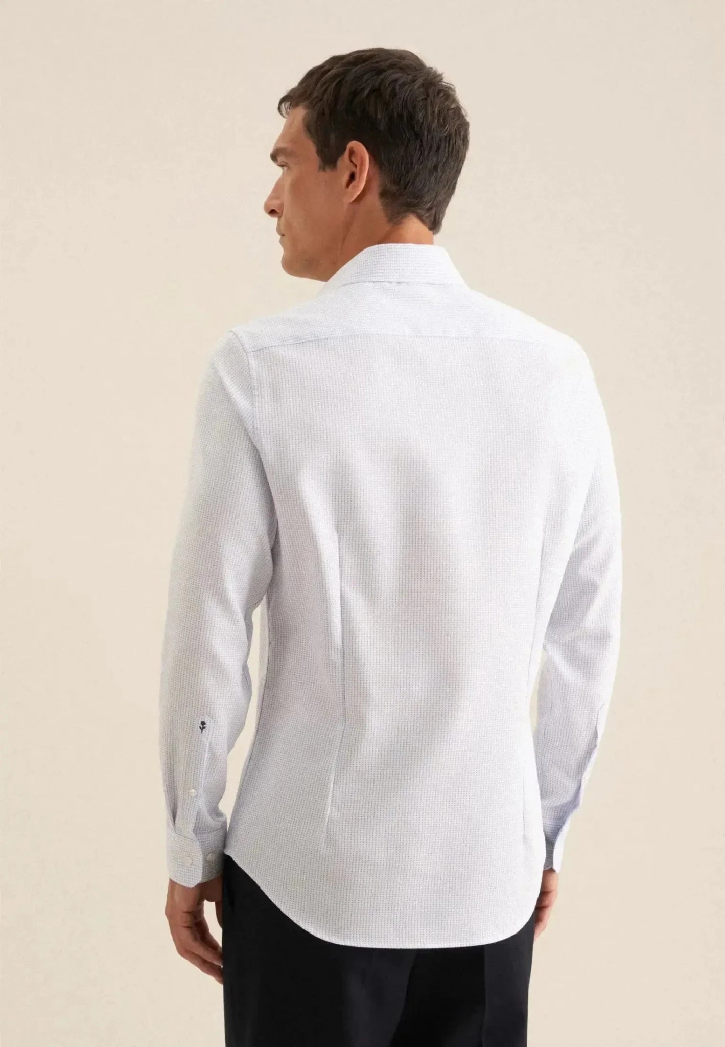 Seidensticker Slim Fit No Iron Spread Kent Structured Pattern Business Shirt Light Blue - 01.646107-13-37 - seidensticker.co.uk