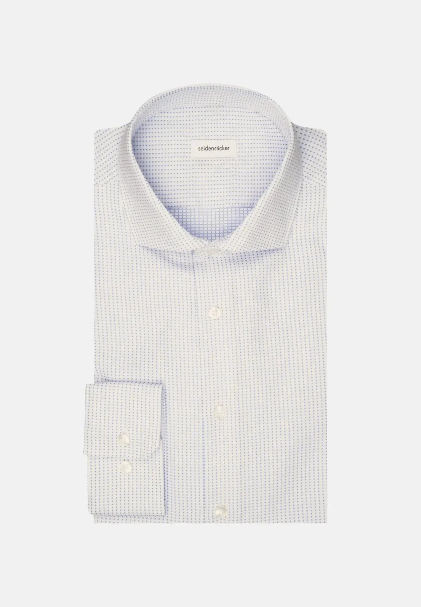 Seidensticker Slim Fit No Iron Spread Kent Structured Pattern Business Shirt Light Blue - 01.646107-13-37 - seidensticker.co.uk