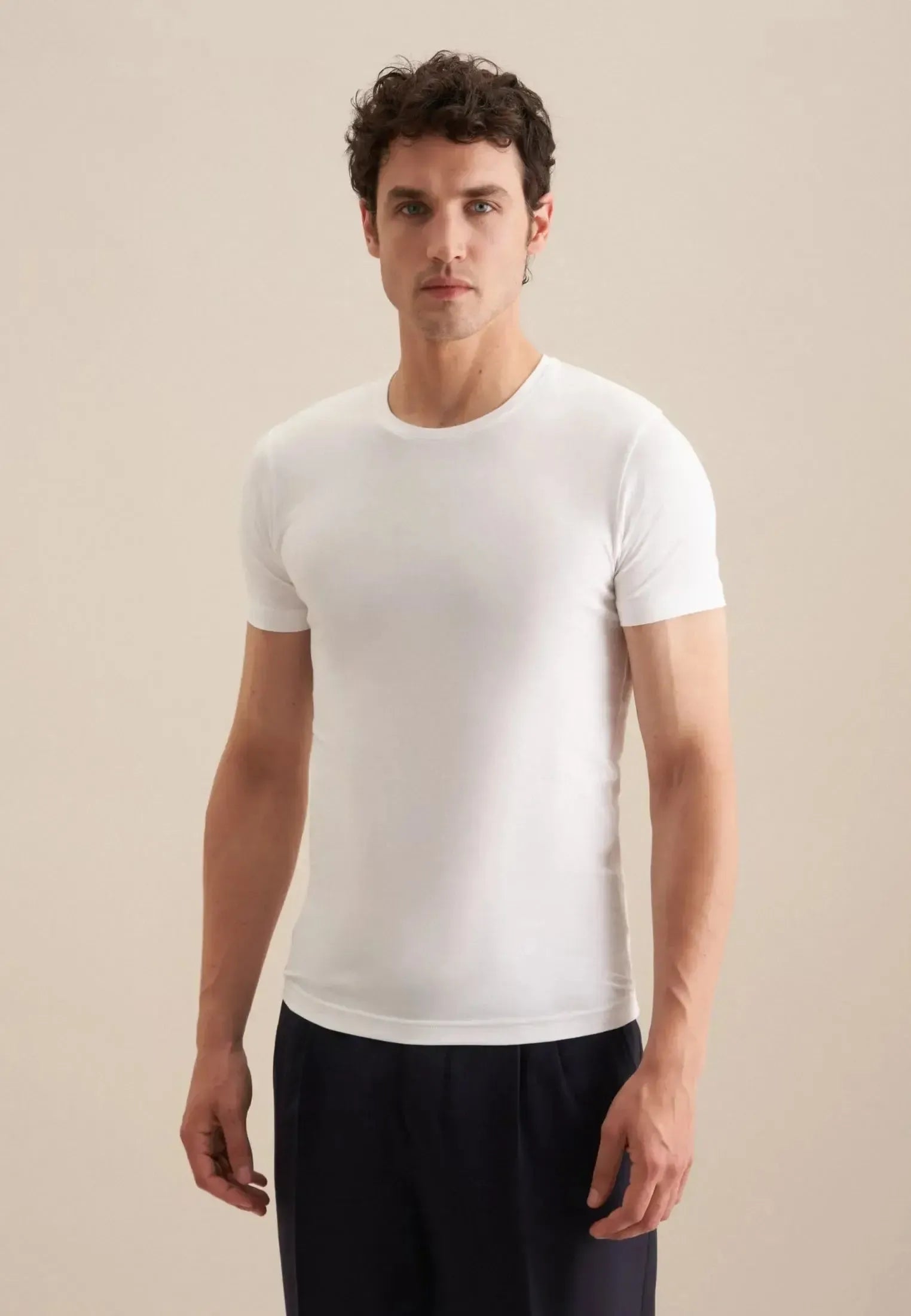 Stretch Cotton T-Shirt White-seidensticker uk