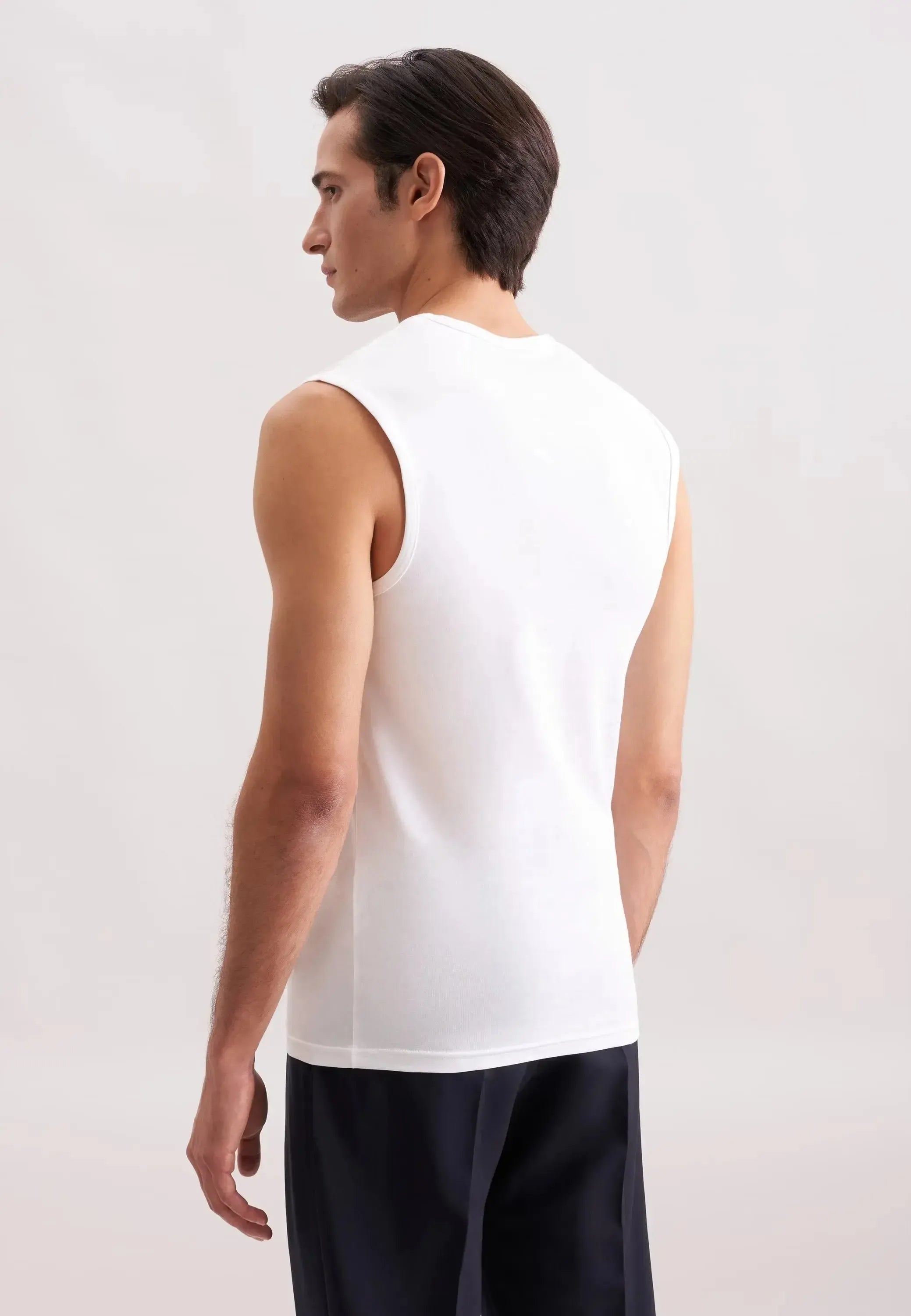 Stretch Cotton Vest White-seidensticker uk