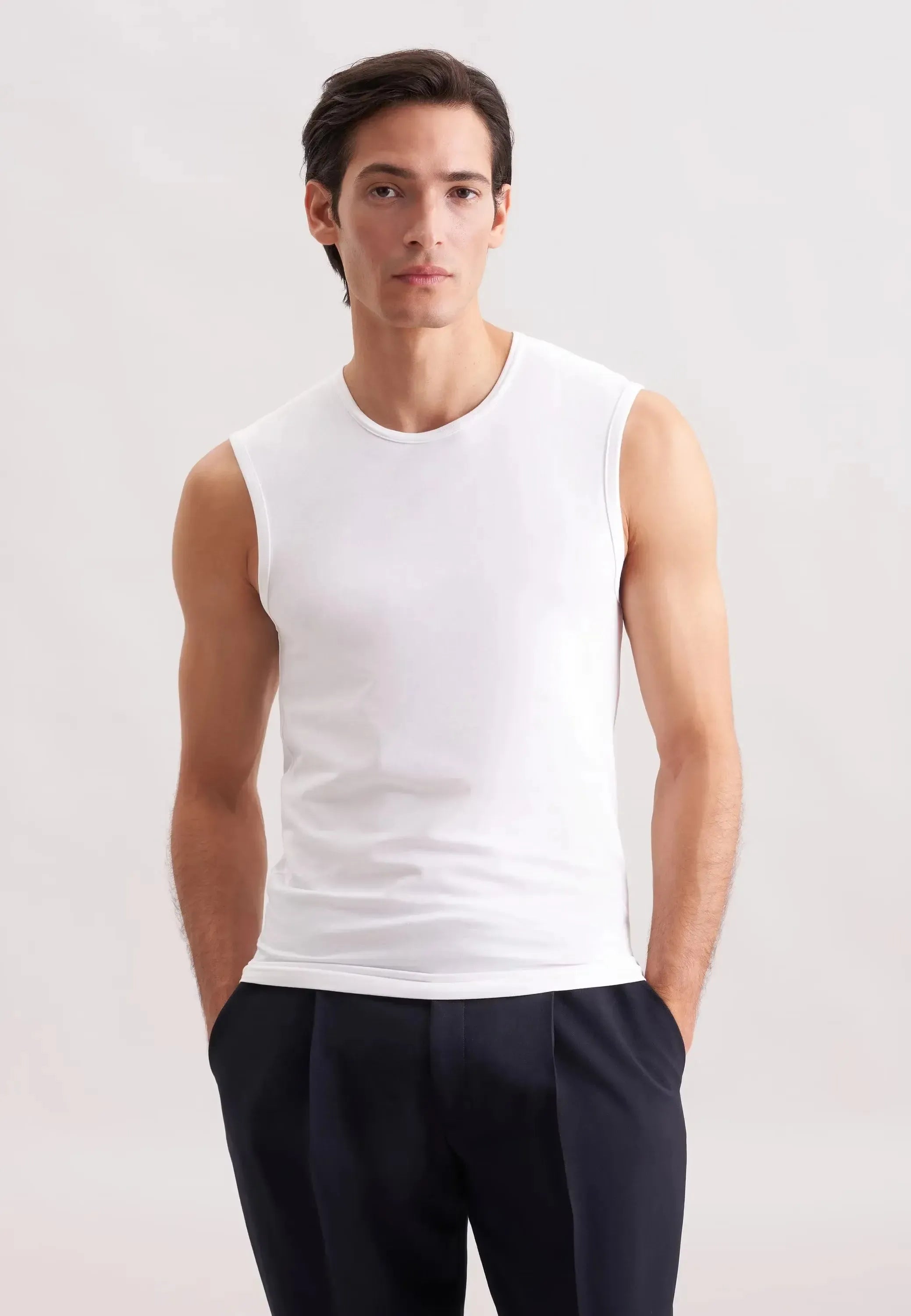 Stretch Cotton Vest White-seidensticker uk